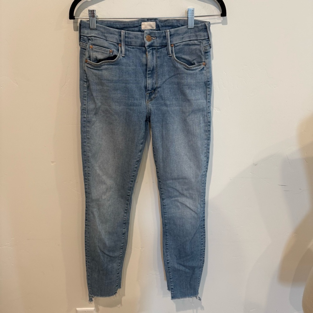 MOTHER Light Blue The Looker Two Step Ankle Fray Denim Jeans Womens 27 Casual